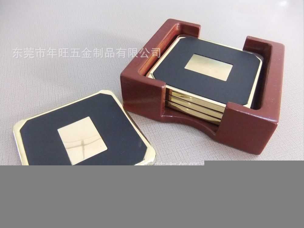 出口欧美高品质金属杯垫 铜腐蚀LOGO凹下五金杯垫 金属印刷
